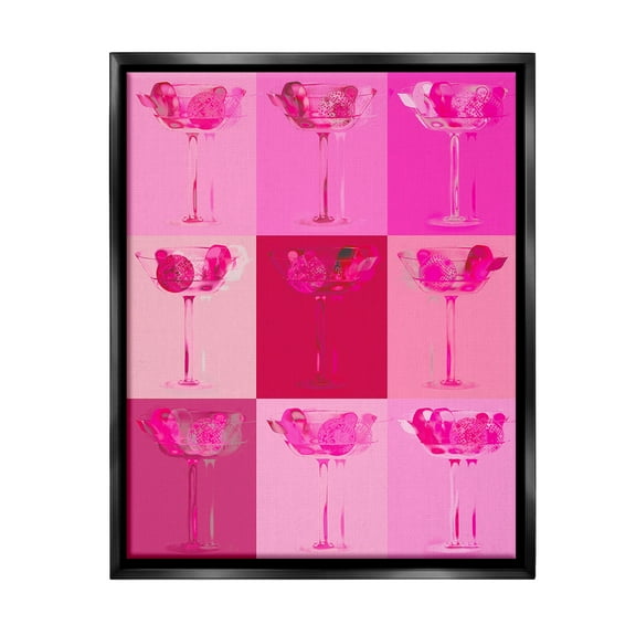 Stupell Industries Pink Abstract Drinks Food & Beverage Painting Black Floater Framed Canvas Art Print Wall Art, 17 x 21