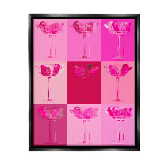 Stupell Industries Pink Abstract Drinks Food & Beverage Painting Black Floater Framed Canvas Art Print Wall Art, 17 x 21