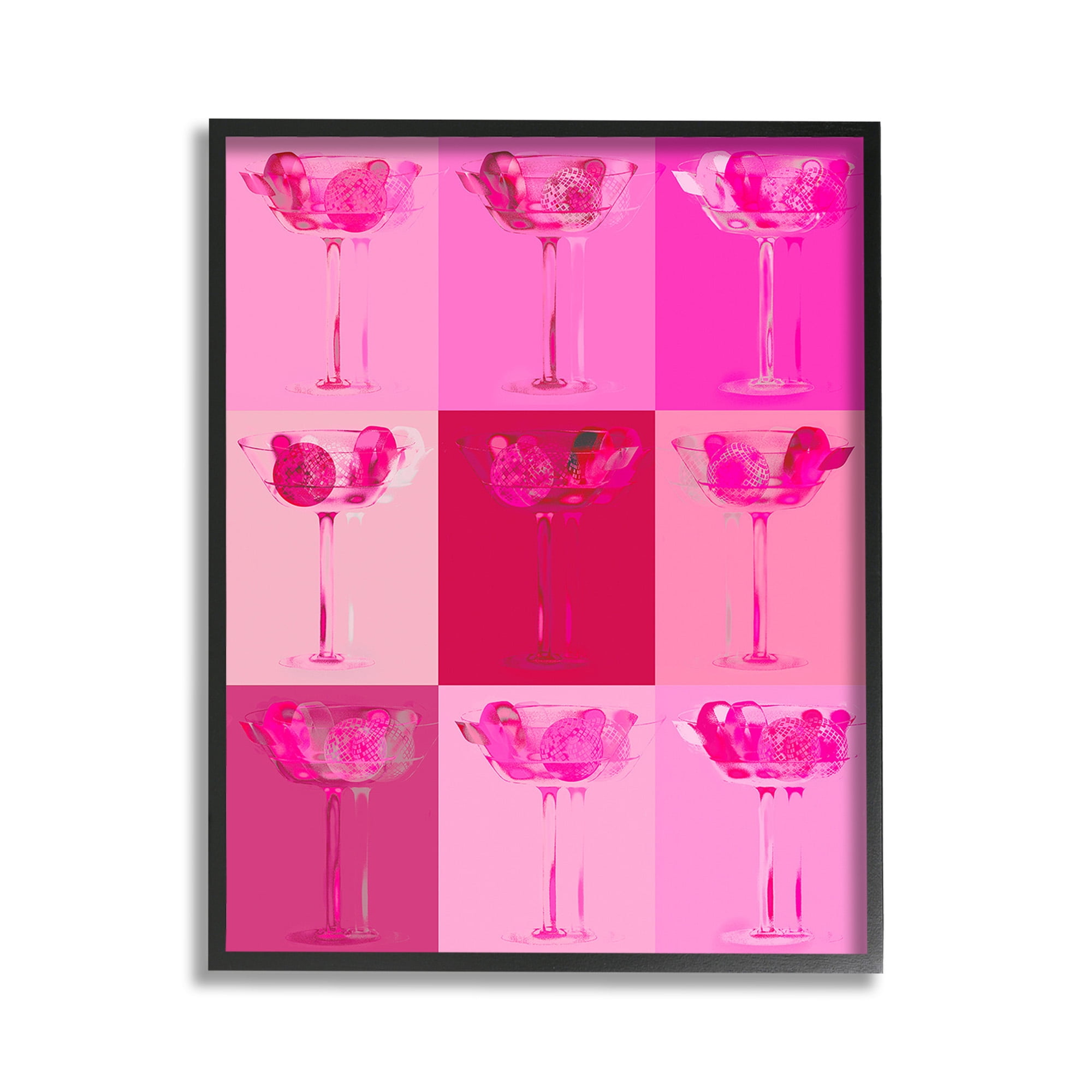 Stupell Industries Pink Abstract Drinks Food & Beverage Painting Black Framed Art Print Wall Art, 11 x 14