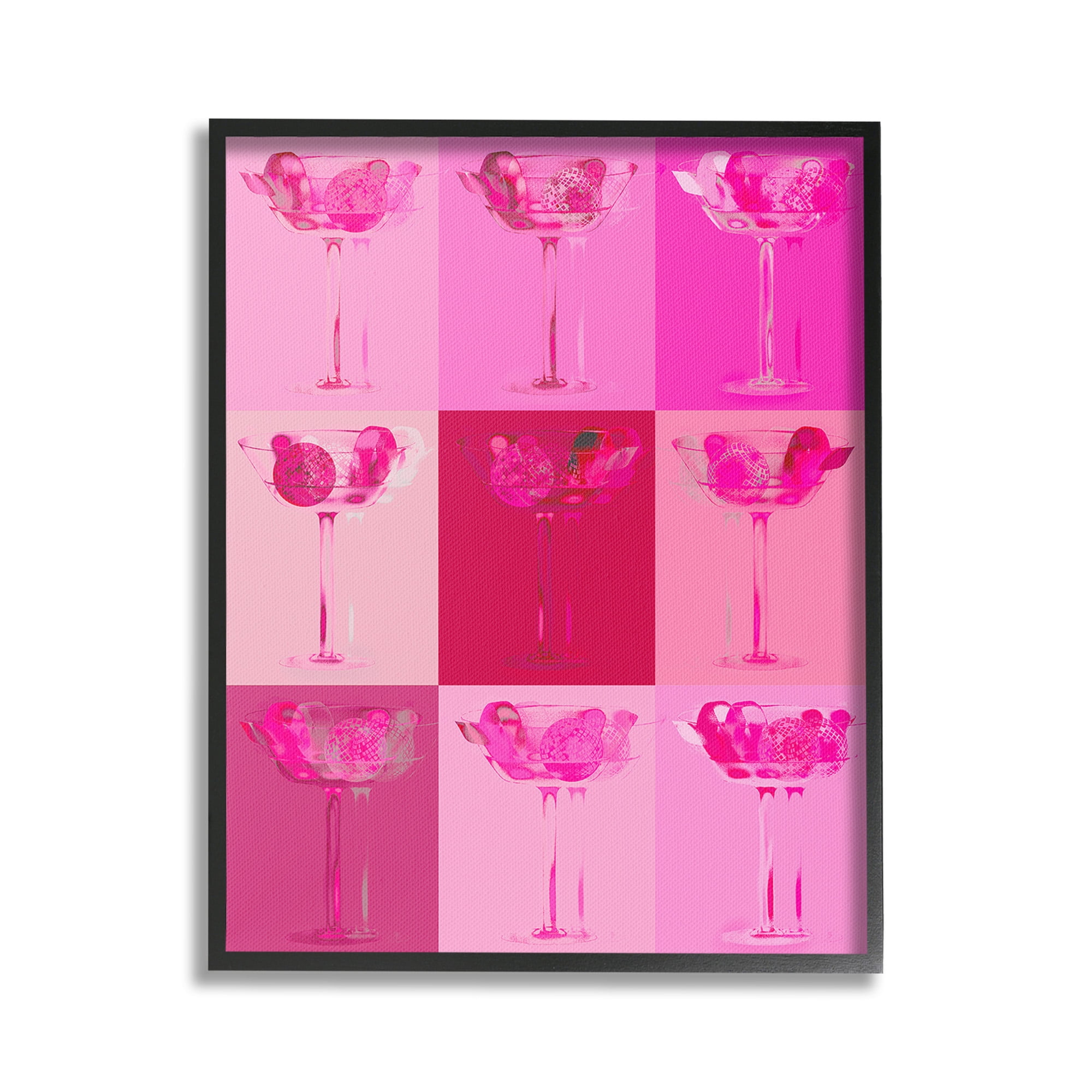 Stupell Industries Pink Abstract Drinks Food & Beverage Painting Black Framed Art Print Wall Art, 24 x 30