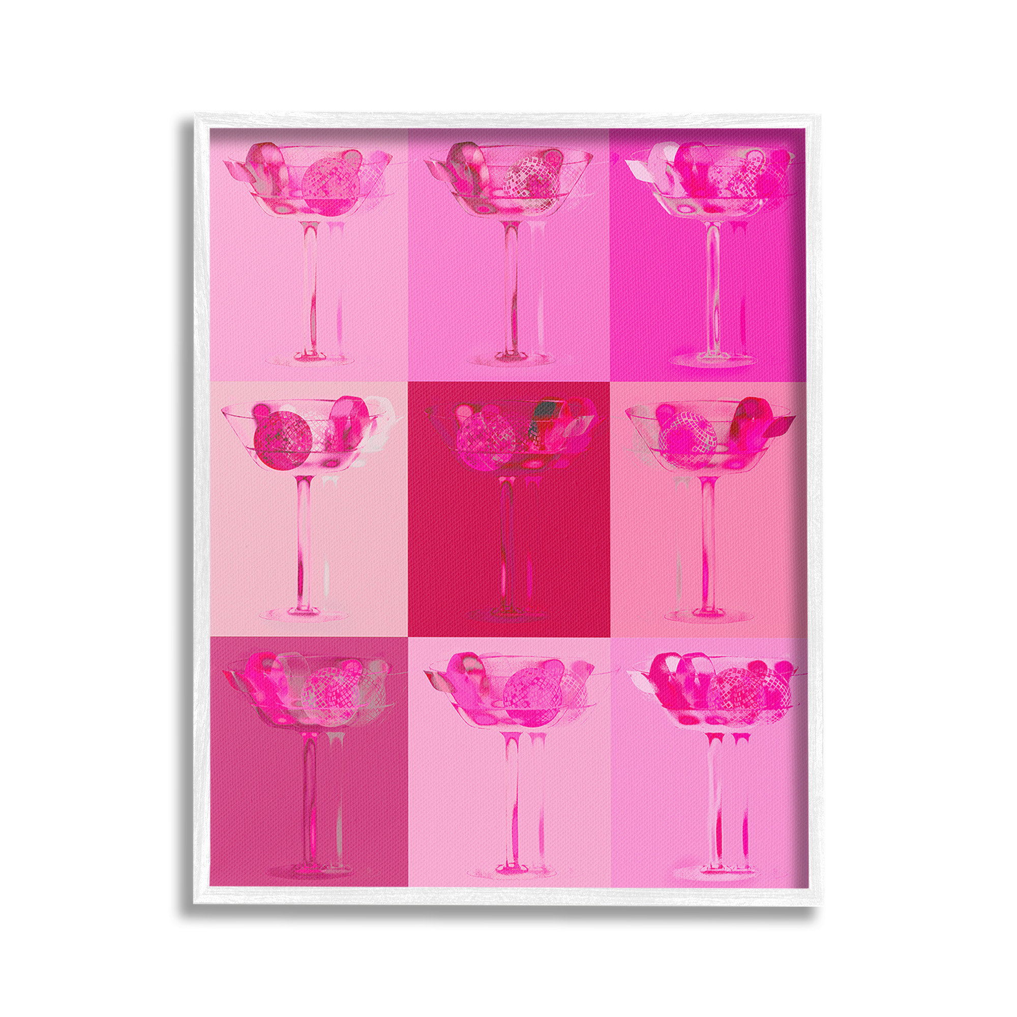 Stupell Industries Pink Abstract Drinks Food & Beverage Painting White Framed Art Print Wall Art, 16 x 20