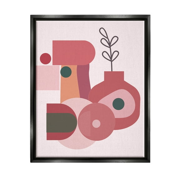 Stupell Industries Pink Abstract Flower Vase Botanical & Floral Painting Black Floater Framed Art Print Wall Art, 17 x 21