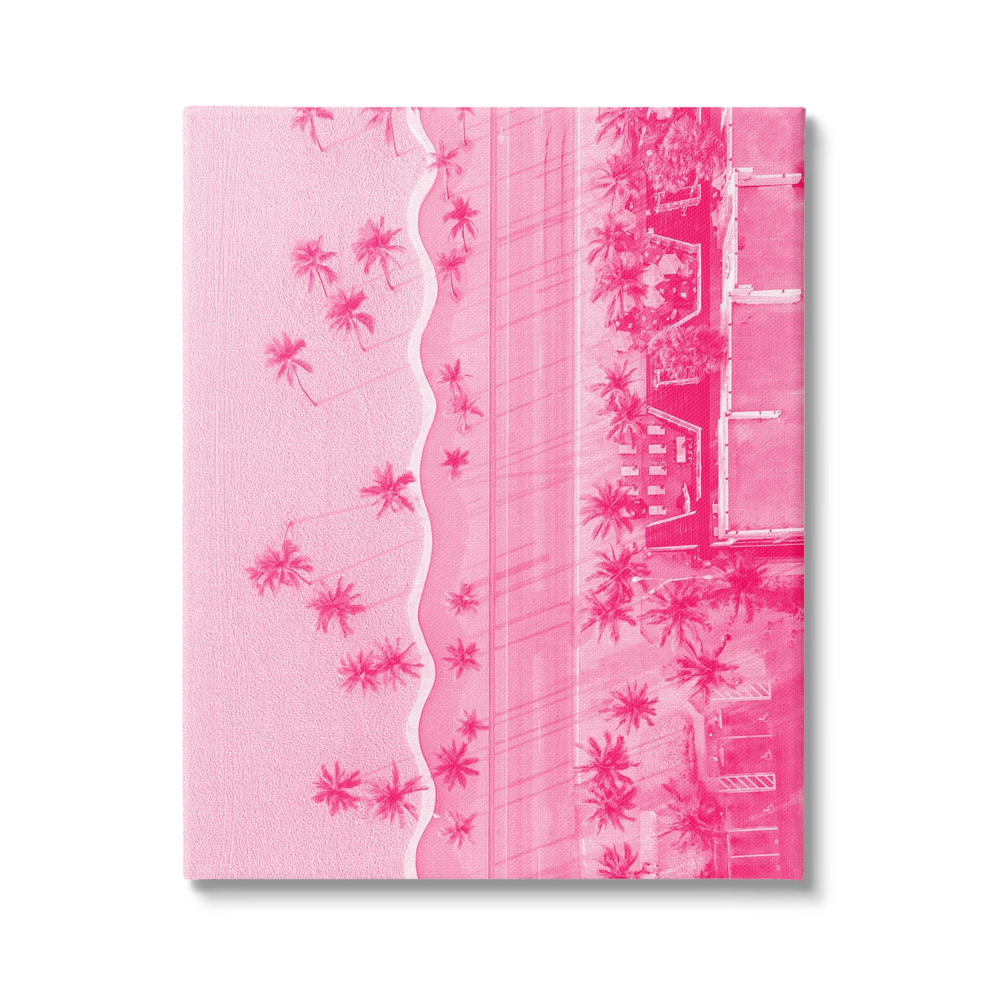 Stupell Industries Pink Aerial Tropical Landscape Landscape Painting Gallery Wrapped Canvas Art Print Wall Art, 16 x 20