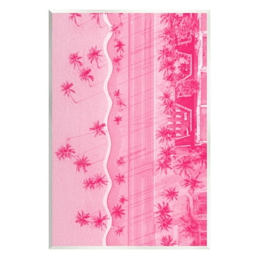 Stupell Industries Pink Aerial Tropical Landscape Landscape Painting Unframed Art Print Wall Art, 10 x 15