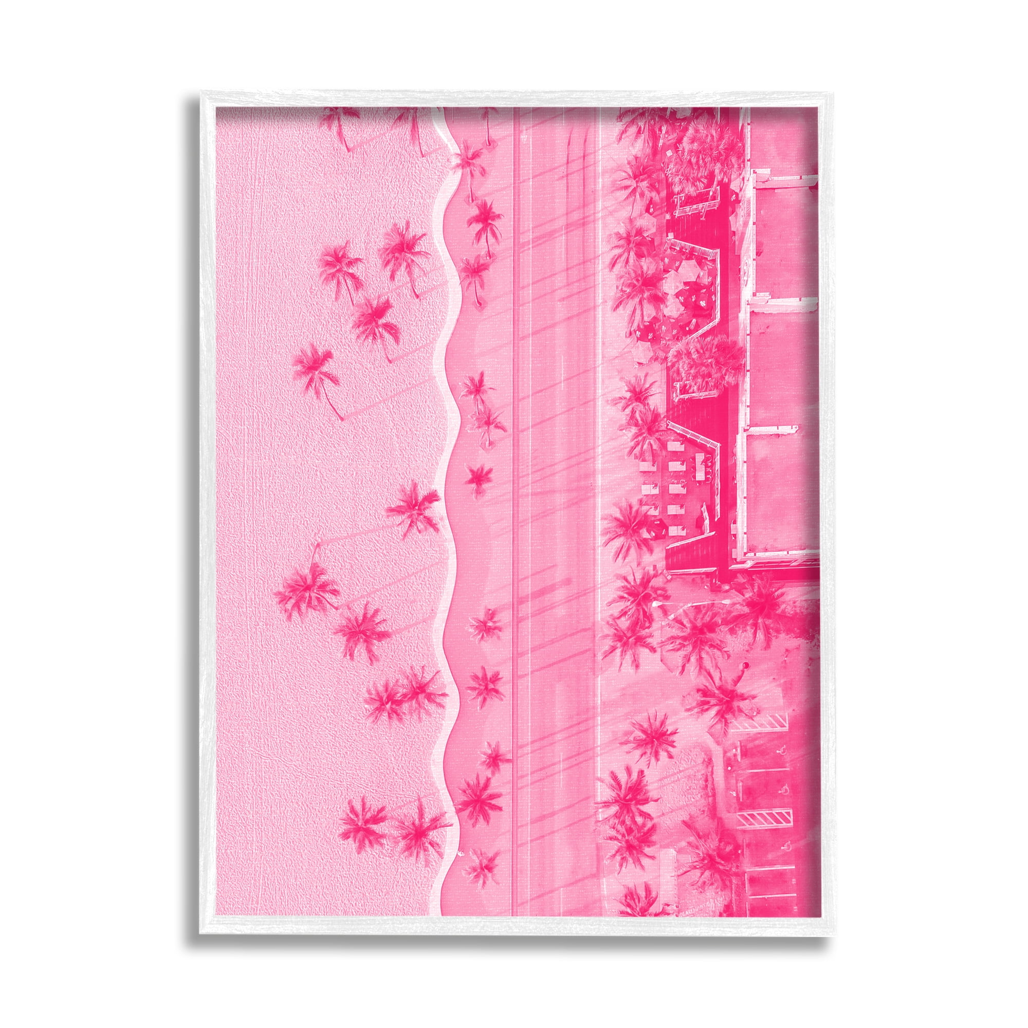 Stupell Industries Pink Aerial Tropical Landscape Landscape Painting White Framed Art Print Wall Art, 16 x 20