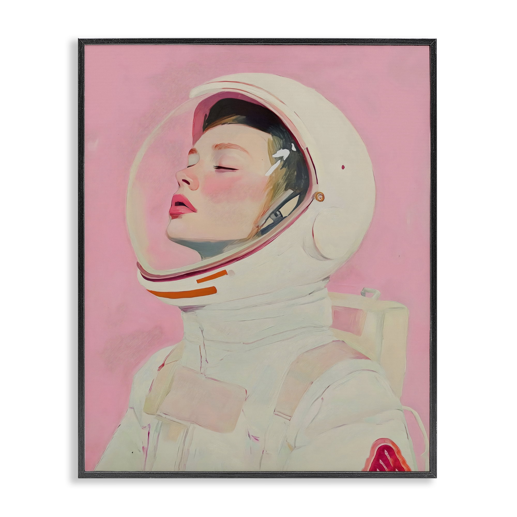 Stupell Industries Pink Astronaut Girl Black Framed Giclee Art, design by The Prints Vibe