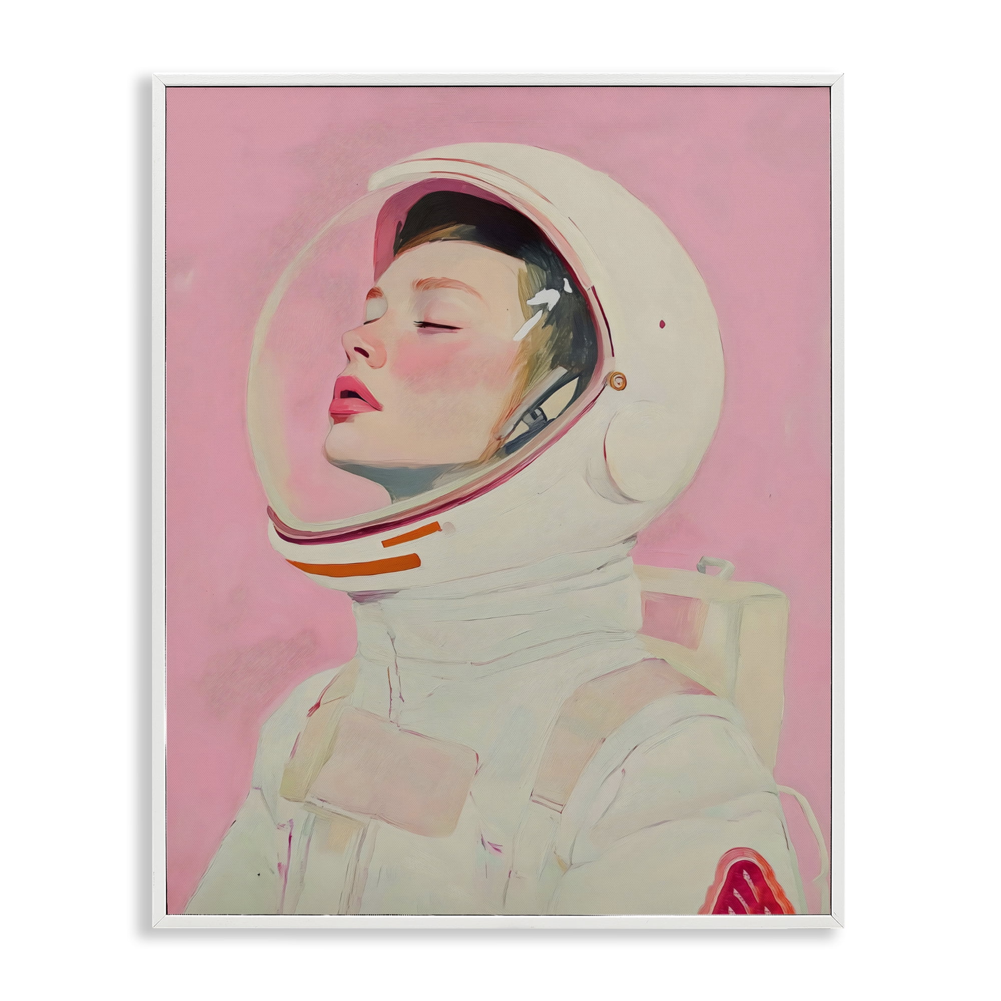 Stupell Industries Pink Astronaut Girl White Framed Giclee Art, design by The Prints Vibe