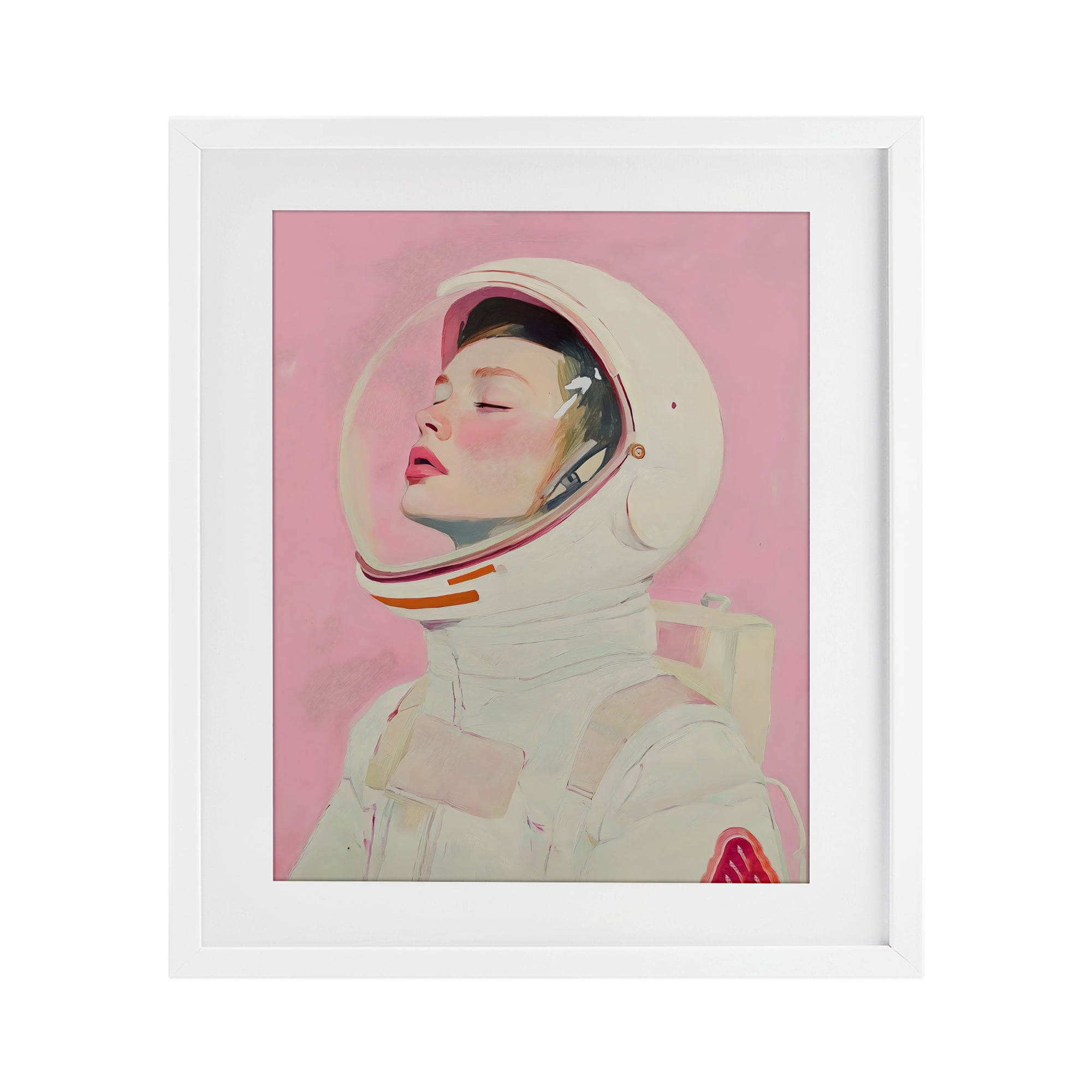 Stupell Industries Pink Astronaut Girl White Framed Print Under Glass, design by The Prints Vibe