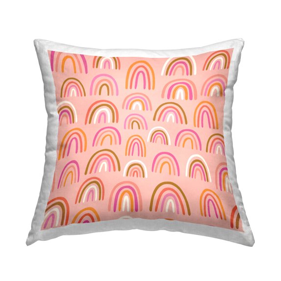 Stupell Industries Pink Asymmetrical Rainbows Pattern Printed Throw Pillow Design by Taylor Shannon Designs