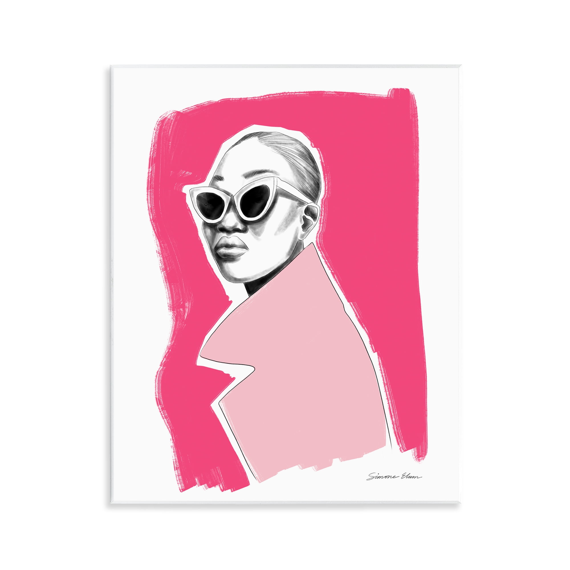 Stupell Industries Pink Attitude Fashion Portrait Wall Plaque Art, design by Simone Elum