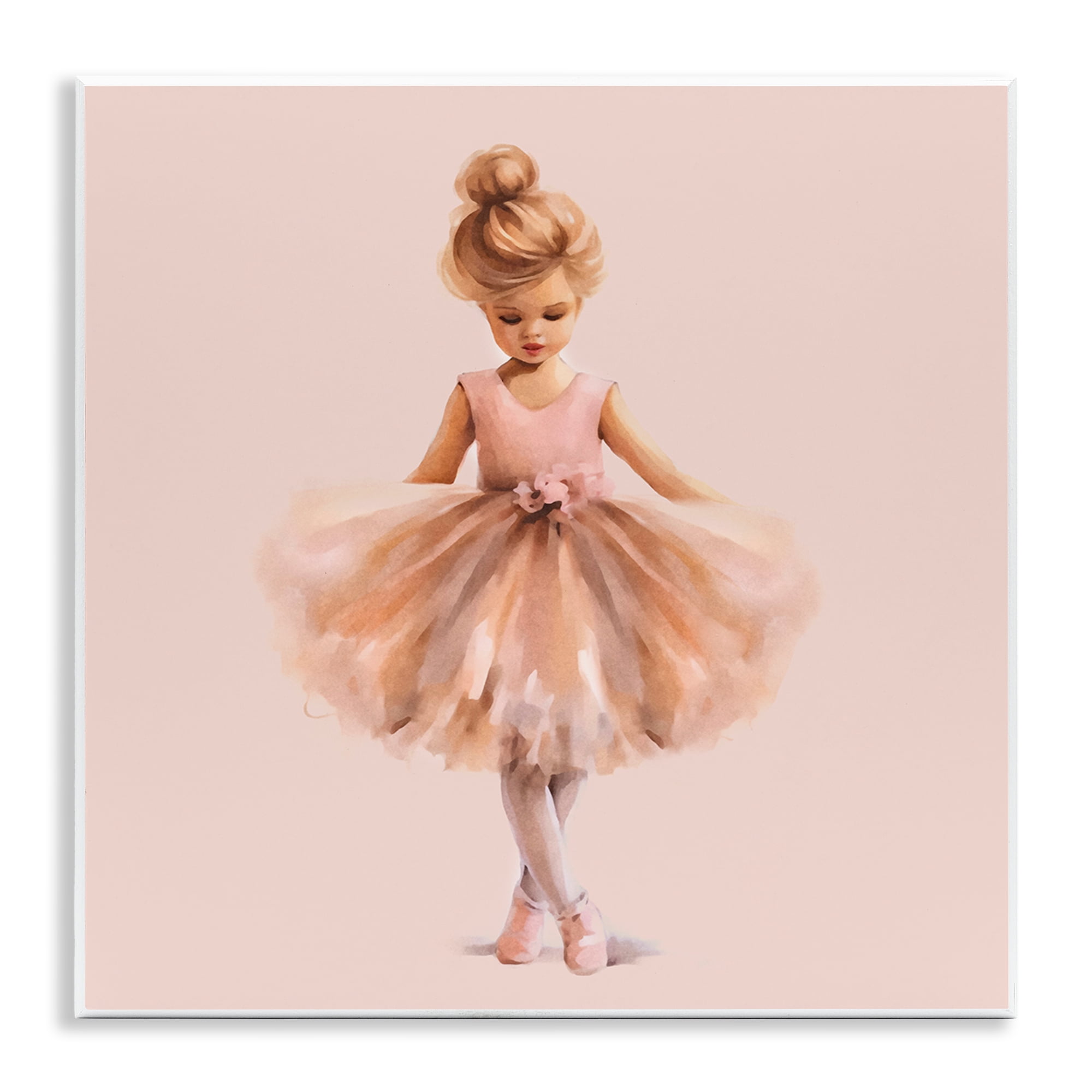 Stupell Industries Pink Ballerina Girl People Painting Unframed Art Print Wall Art, 12 x 12