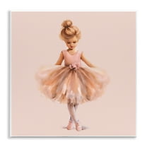 Stupell Industries Pink Ballerina Girl People Painting Unframed Art Print Wall Art, 12 x 12
