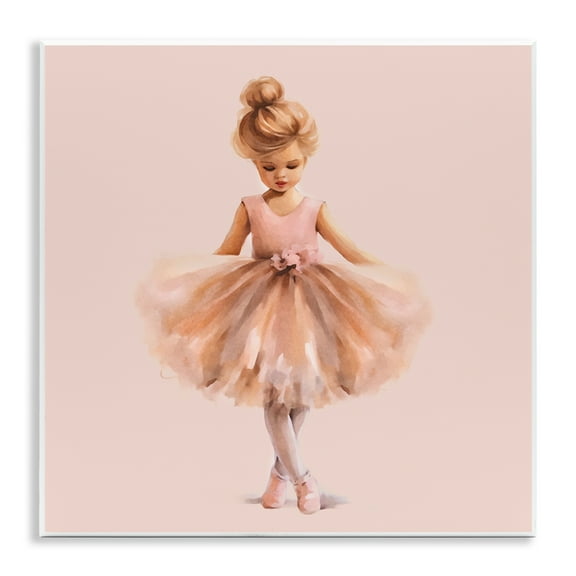 Stupell Industries Pink Ballerina Girl People Painting Unframed Art Print Wall Art, 12 x 12
