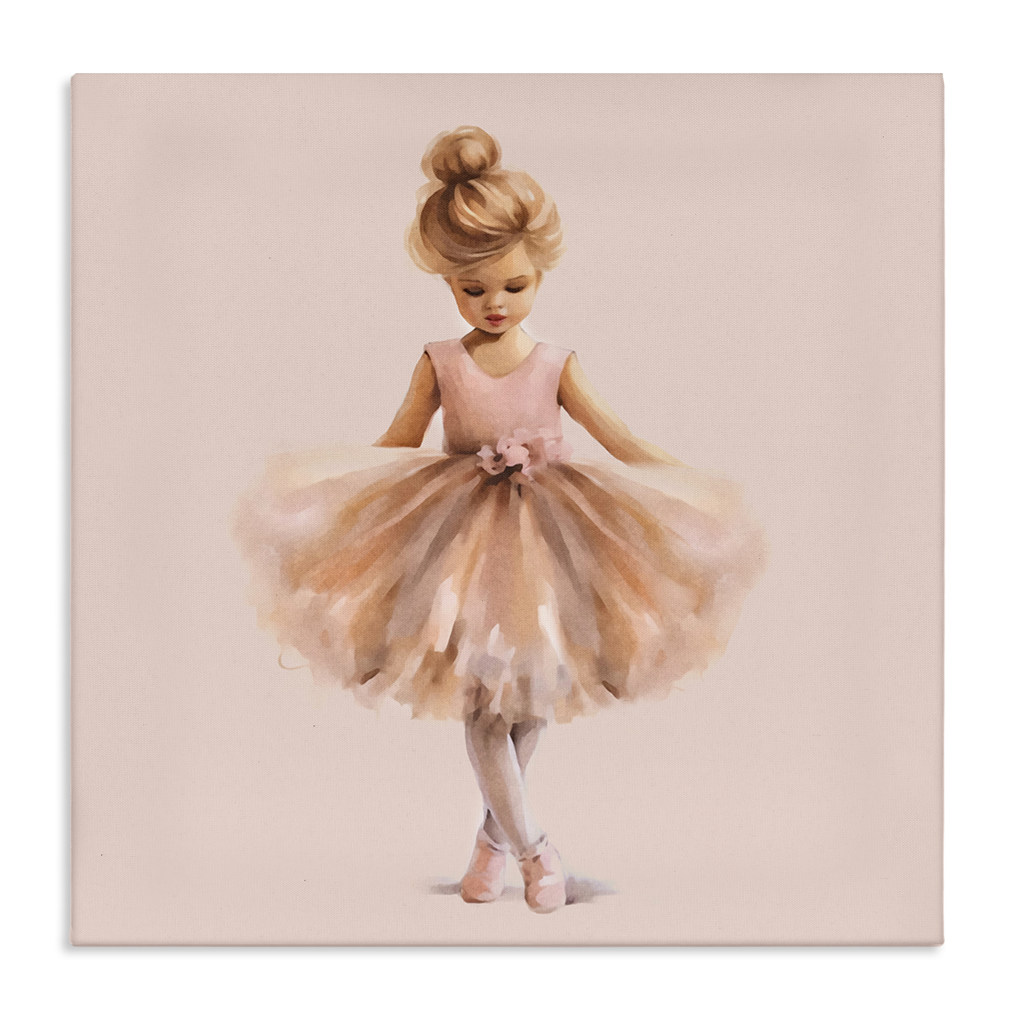 Stupell Industries Pink Ballerina Girl People Painting Wrapped Canvas Art Print Wall Art, 24 x 24