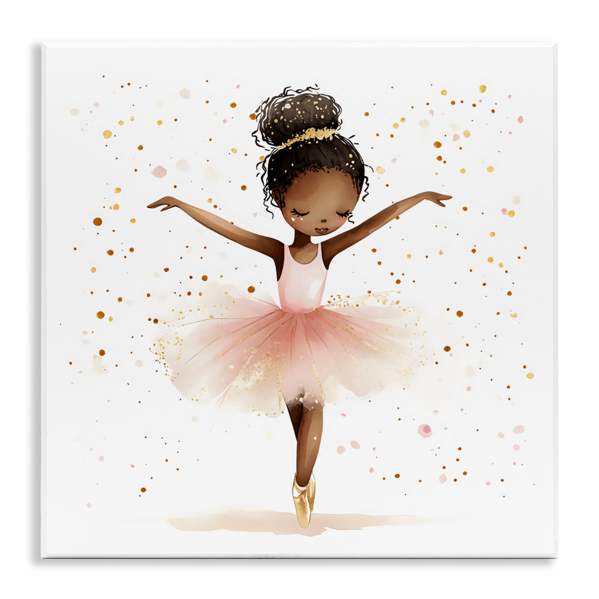 Stupell Industries Pink Ballerina Girl with Gold Wall Plaque Art, design by Creative Studio
