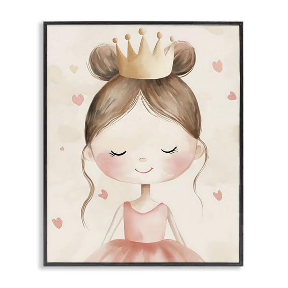 Stupell Industries Cottage Pink Ballerina in Crown Black Framed Giclee Art, 11 x 14, by Creative Studio