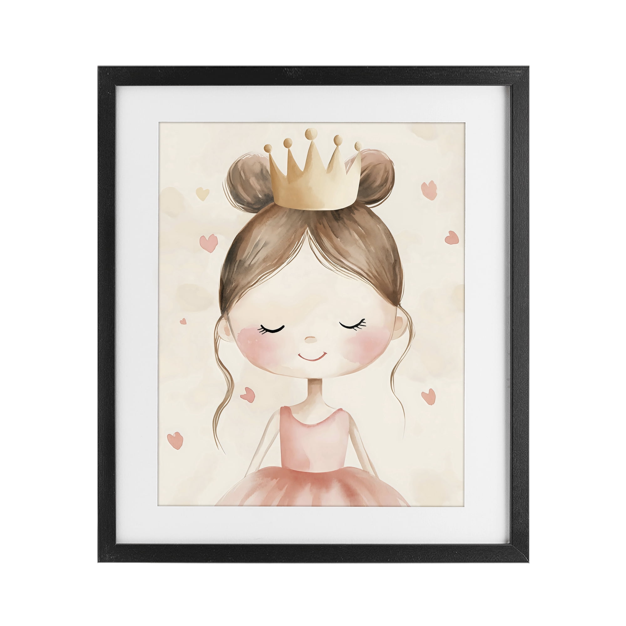Stupell Industries Pink Ballerina in Crown Black Framed Print Under Glass, design by Creative Studio
