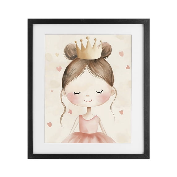 Stupell Industries Cottage Pink Ballerina in Crown Black Framed Print Under Glass, 13 x 16, by Creative Studio