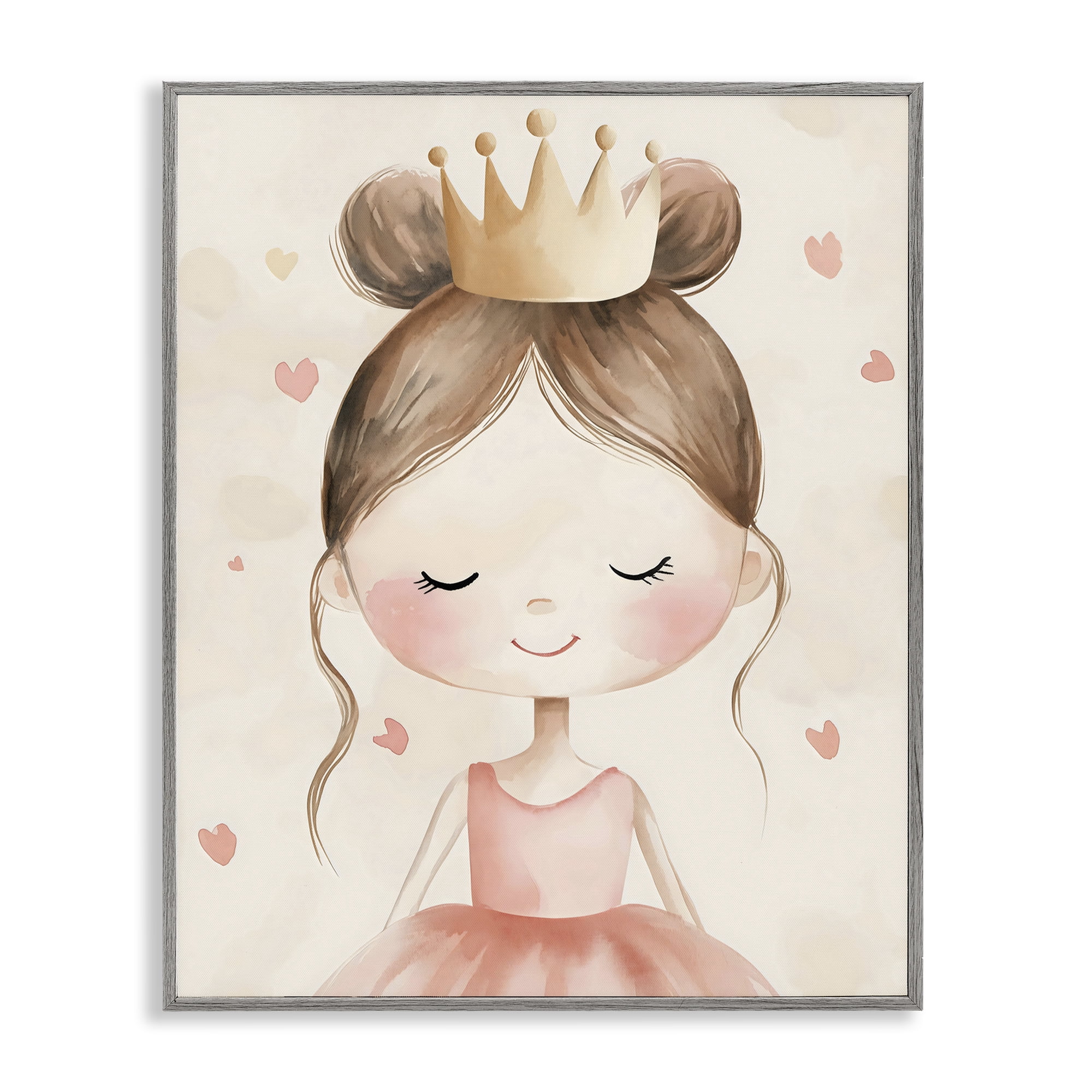 Stupell Industries Pink Ballerina in Crown Gray Framed Giclee Art, design by Creative Studio