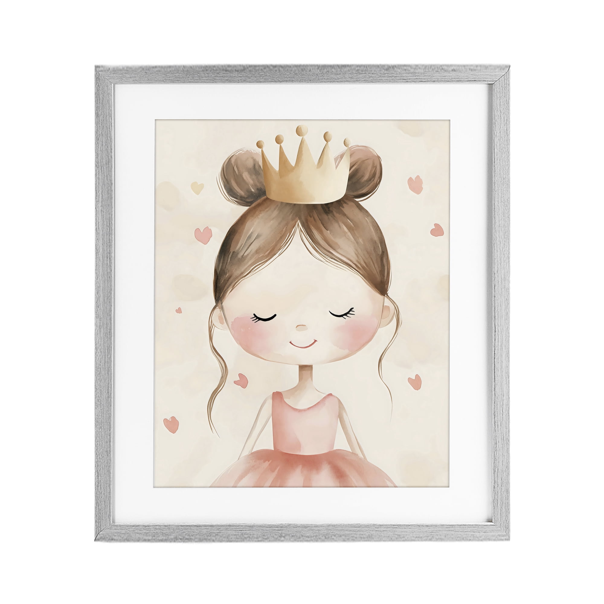 Stupell Industries Pink Ballerina in Crown Gray Framed Print Under Glass, design by Creative Studio