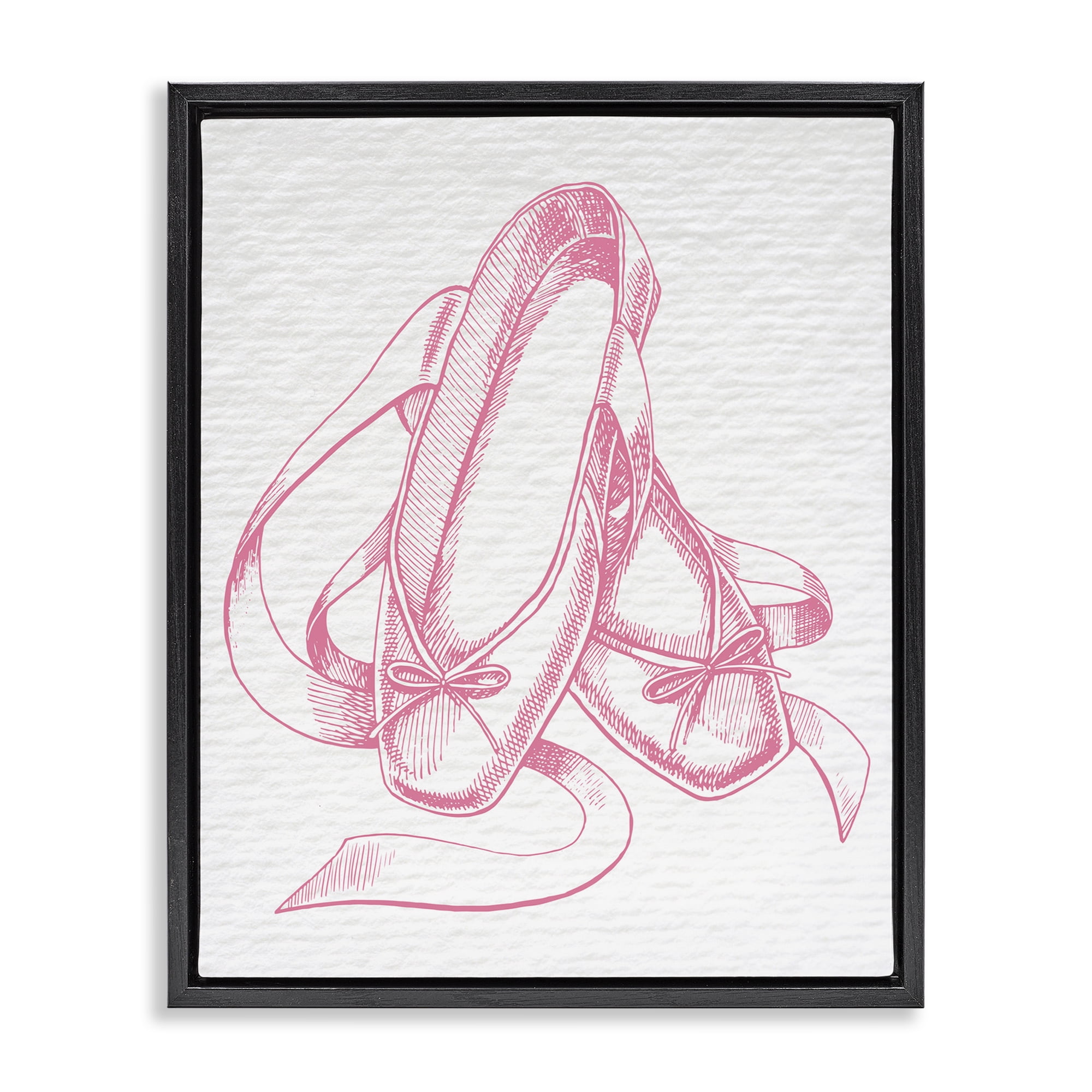 Stupell Industries Pink Ballet Slippers Sports Painting Black Floater Framed Art Print Wall Art, 17 x 21