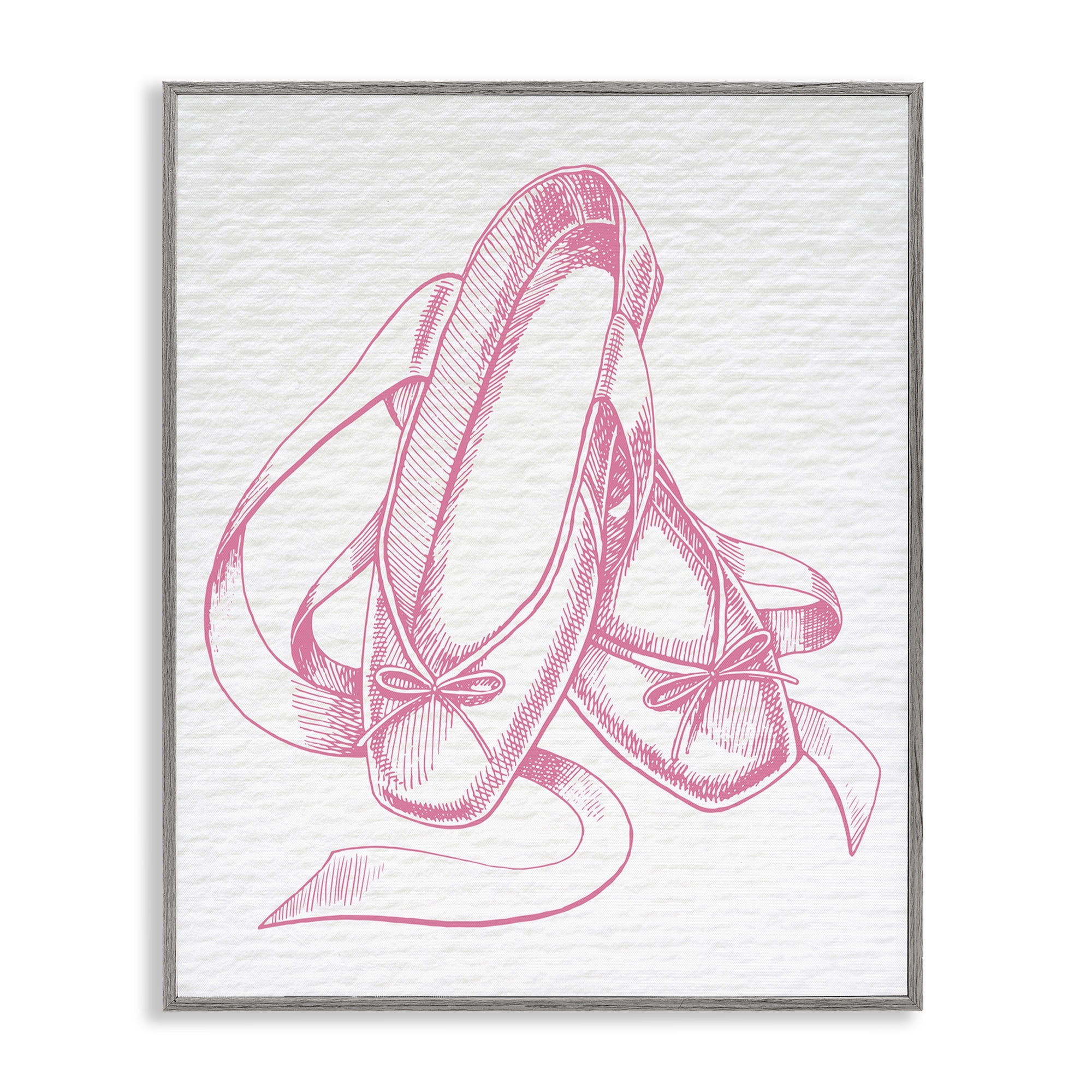 Stupell Industries Pink Ballet Slippers Sports Painting Gray Framed Art Print Wall Art, 24 x 30