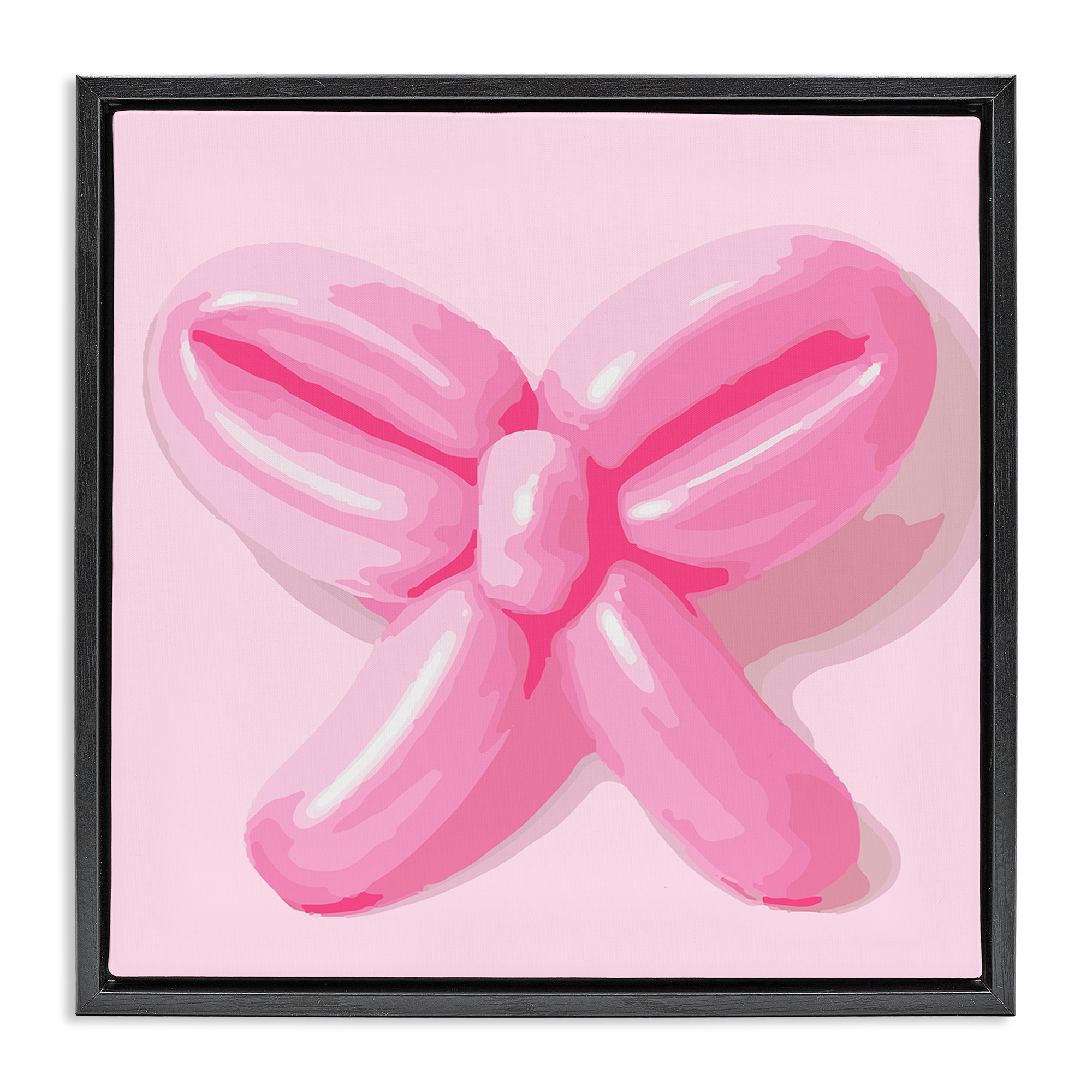 Stupell Industries Pink Balloon Bow Abstract Painting Black Floater Framed Canvas Art Print Wall Art, 18 x 18