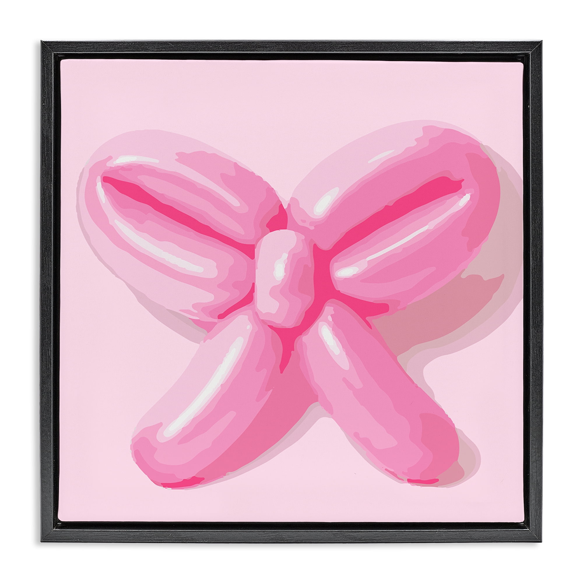 Stupell Industries Pink Balloon Bow Abstract Painting Black Floater Framed Canvas Art Print Wall Art, 25 x 25