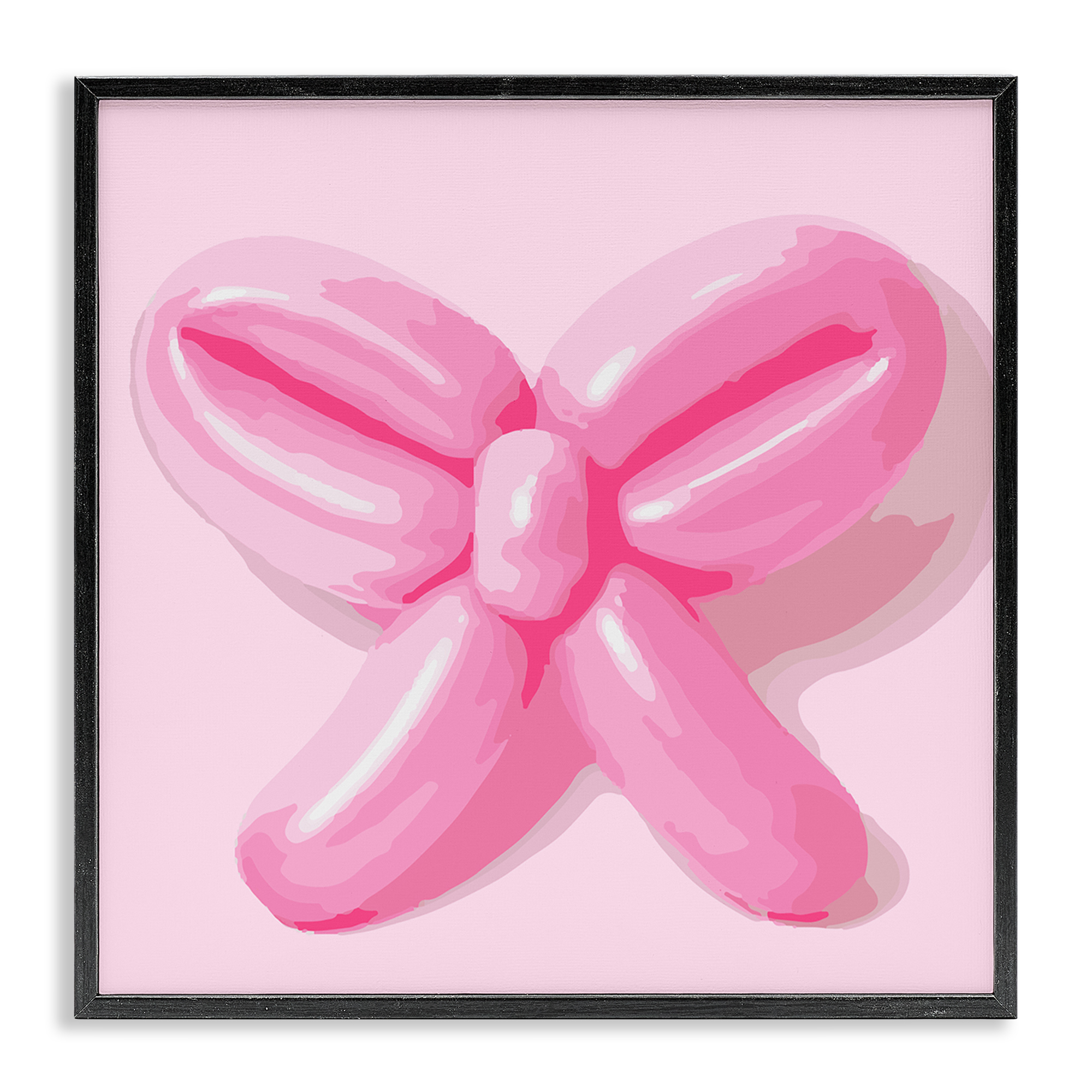 Stupell Industries Pink Balloon Bow Abstract Painting Black Framed Art Print Wall Art, 12 x 12