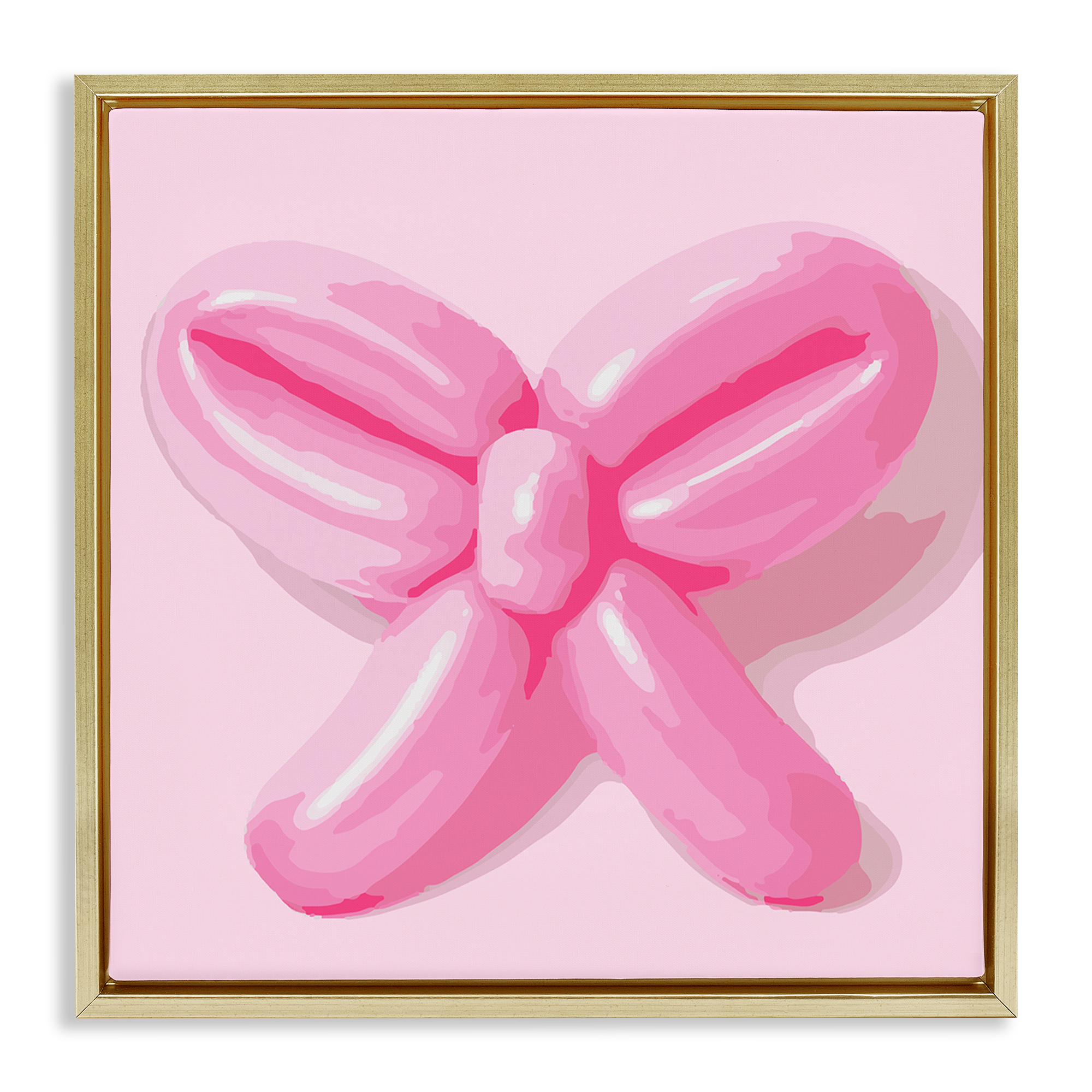 Stupell Industries Pink Balloon Bow Abstract Painting Gold Floater Framed Canvas Art Print Wall Art, 18 x 18