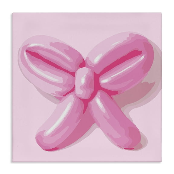 Stupell Industries Pink Balloon Bow Abstract Painting Wrapped Canvas Art Print Wall Art, 17 x 17