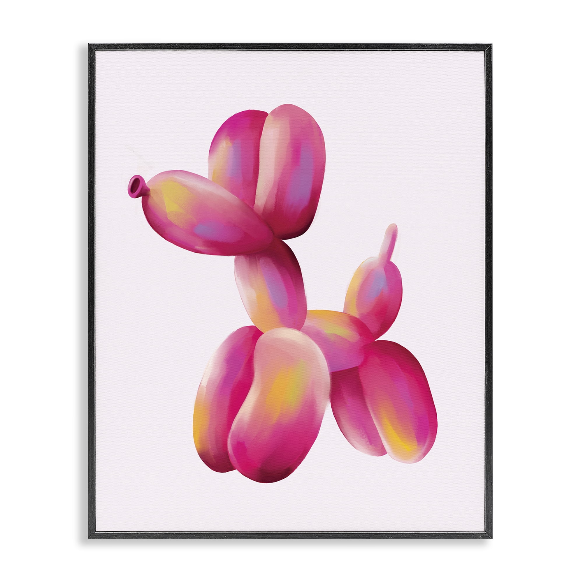 Stupell Industries Pink Balloon Dog Animals Painting Black Framed Art Print Wall Art, 11 x 14