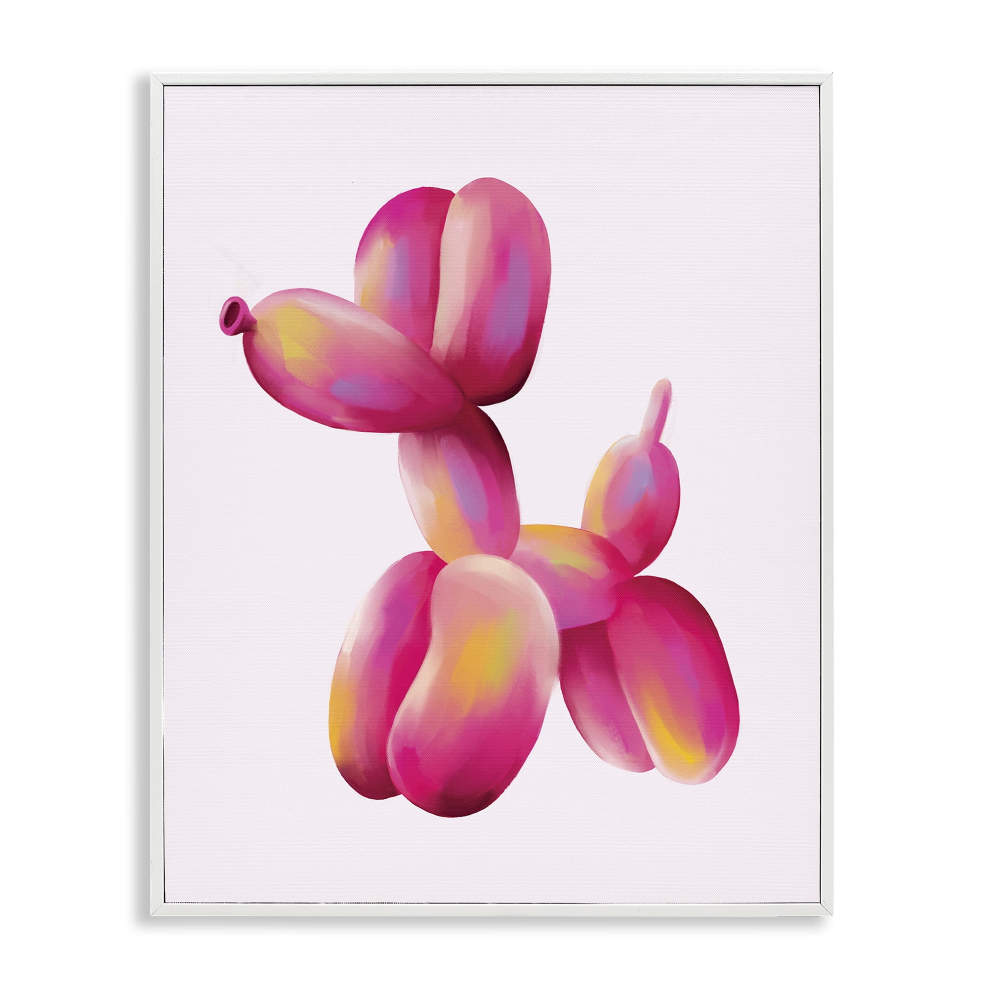 Stupell Industries Pink Balloon Dog Animals Painting White Framed Art Print Wall Art, 16 x 20