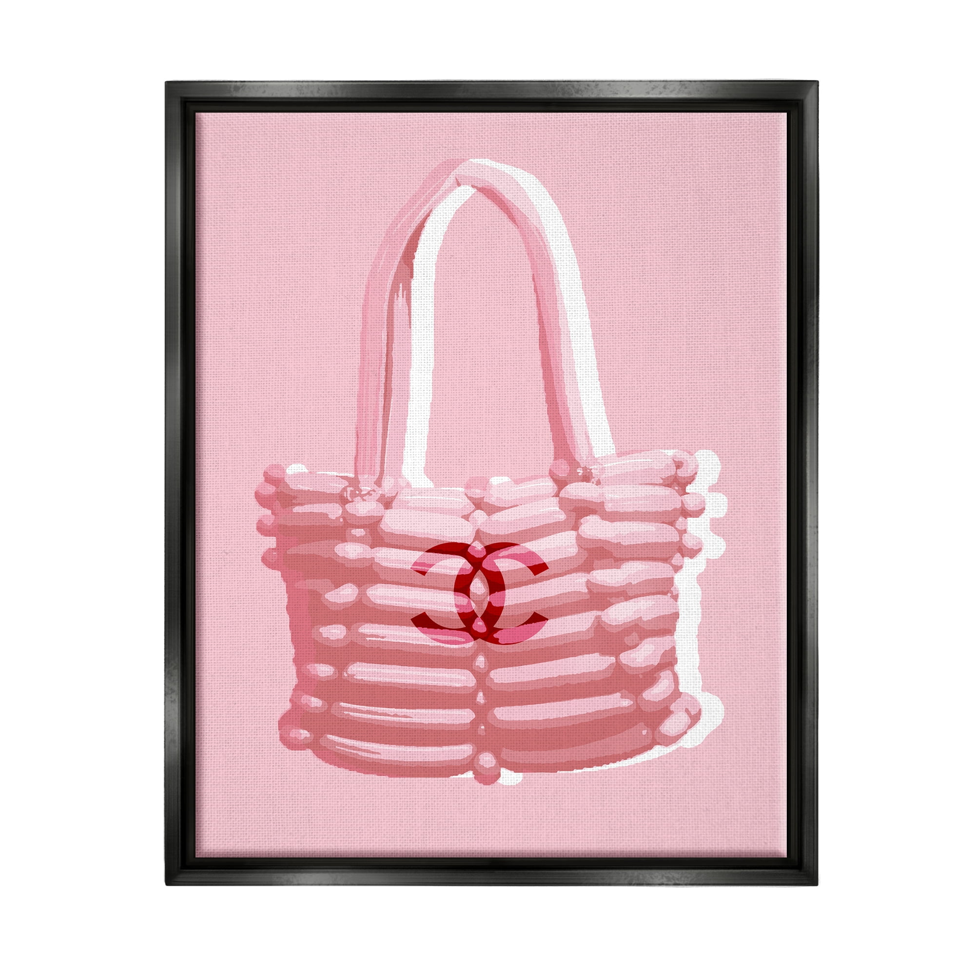 Stupell Industries Pink Balloon Purse Abstract Painting Black Floater Framed Art Print Wall Art, 25 x 31