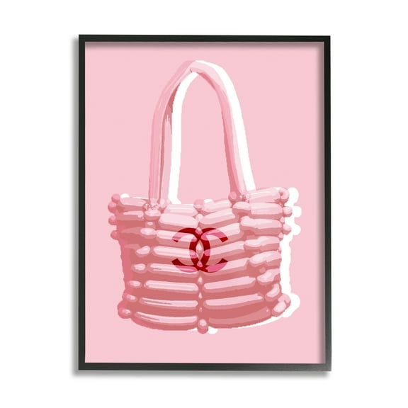 Stupell Industries Pink Balloon Purse Abstract Painting Black Framed Art Print Wall Art, 11 x 14