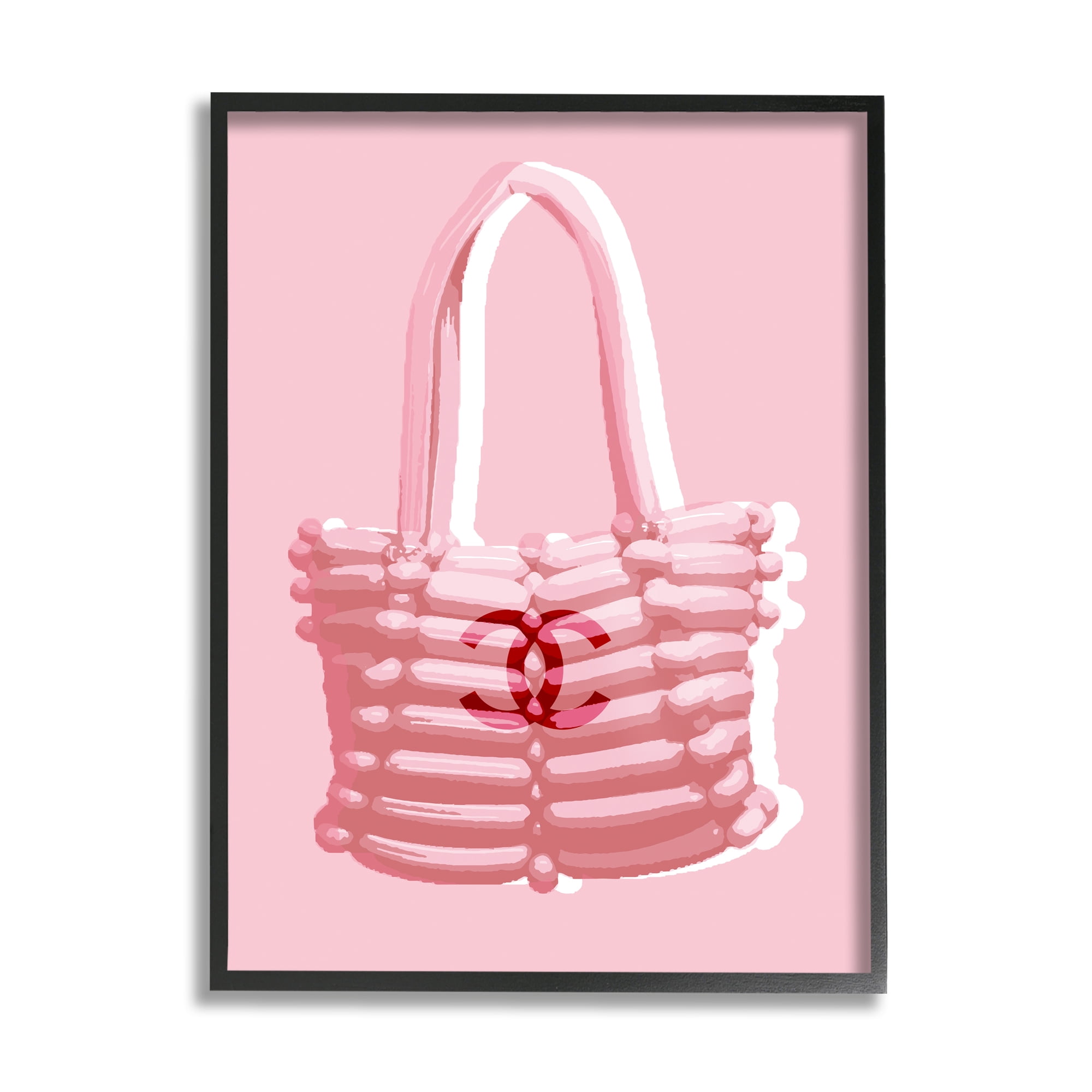 Stupell Industries Pink Balloon Purse Abstract Painting Black Framed Art Print Wall Art, 16 x 20