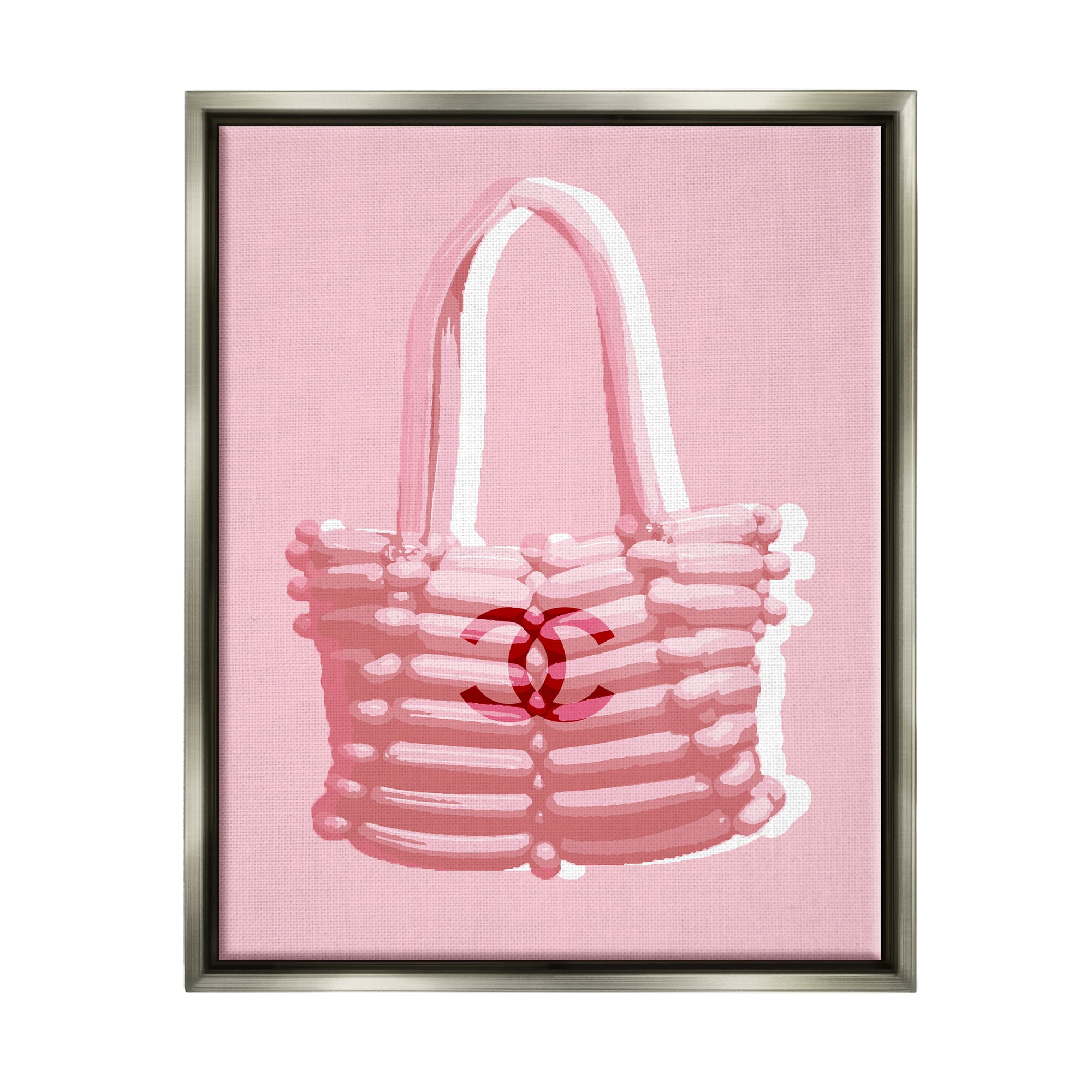 Stupell Industries Pink Balloon Purse Abstract Painting Gray Floater Framed Art Print Wall Art, 17 x 21