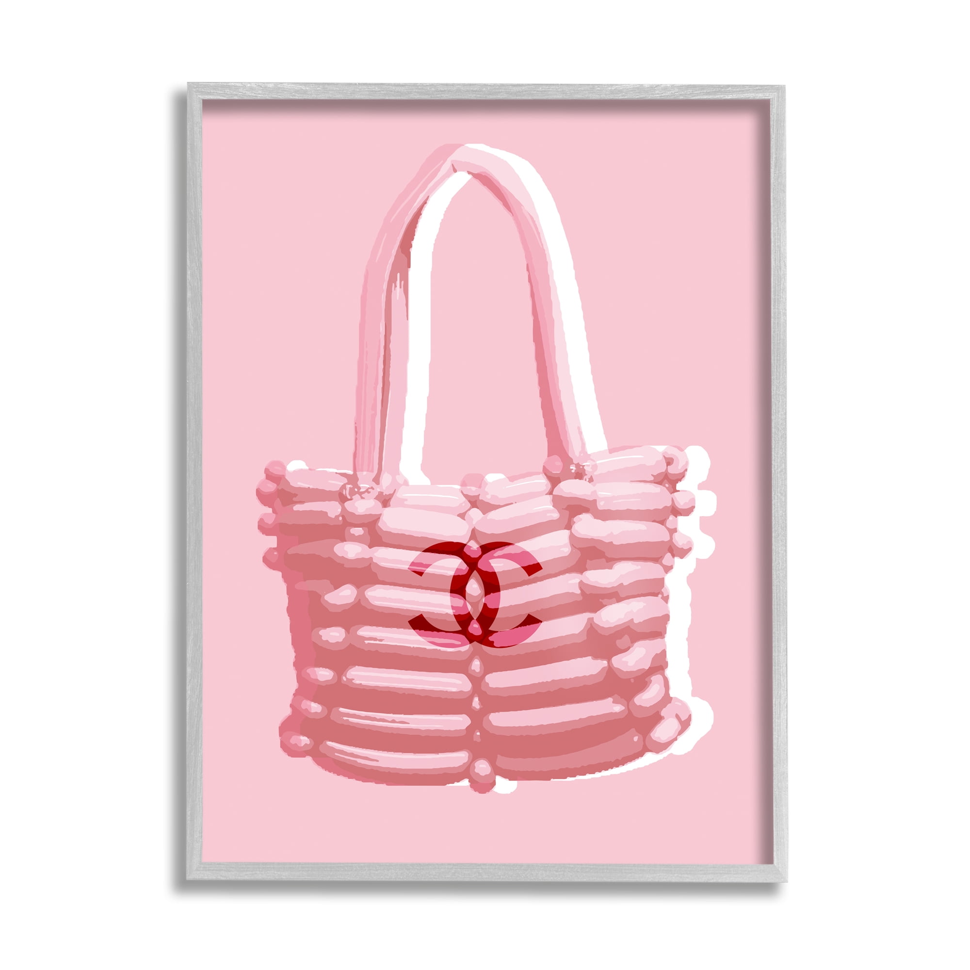Stupell Industries Pink Balloon Purse Abstract Painting Gray Framed Art Print Wall Art, 24 x 30