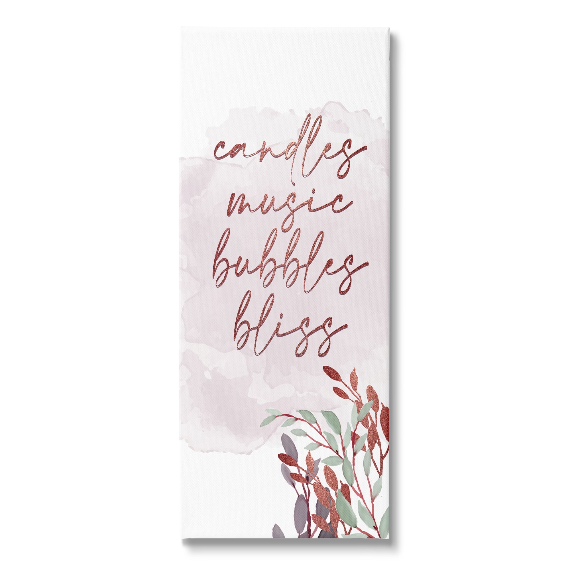 Stupell Industries Pink Bathroom Words Botanical & Floral Painting Gallery Wrapped Canvas Art Print Wall Art, 20 x 48