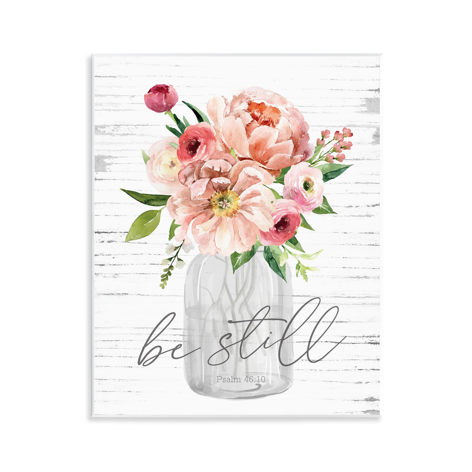 Stupell Industries Pink Be Still Bouquet Religious Painting Unframed Art Print Wall Art, 11 x 14