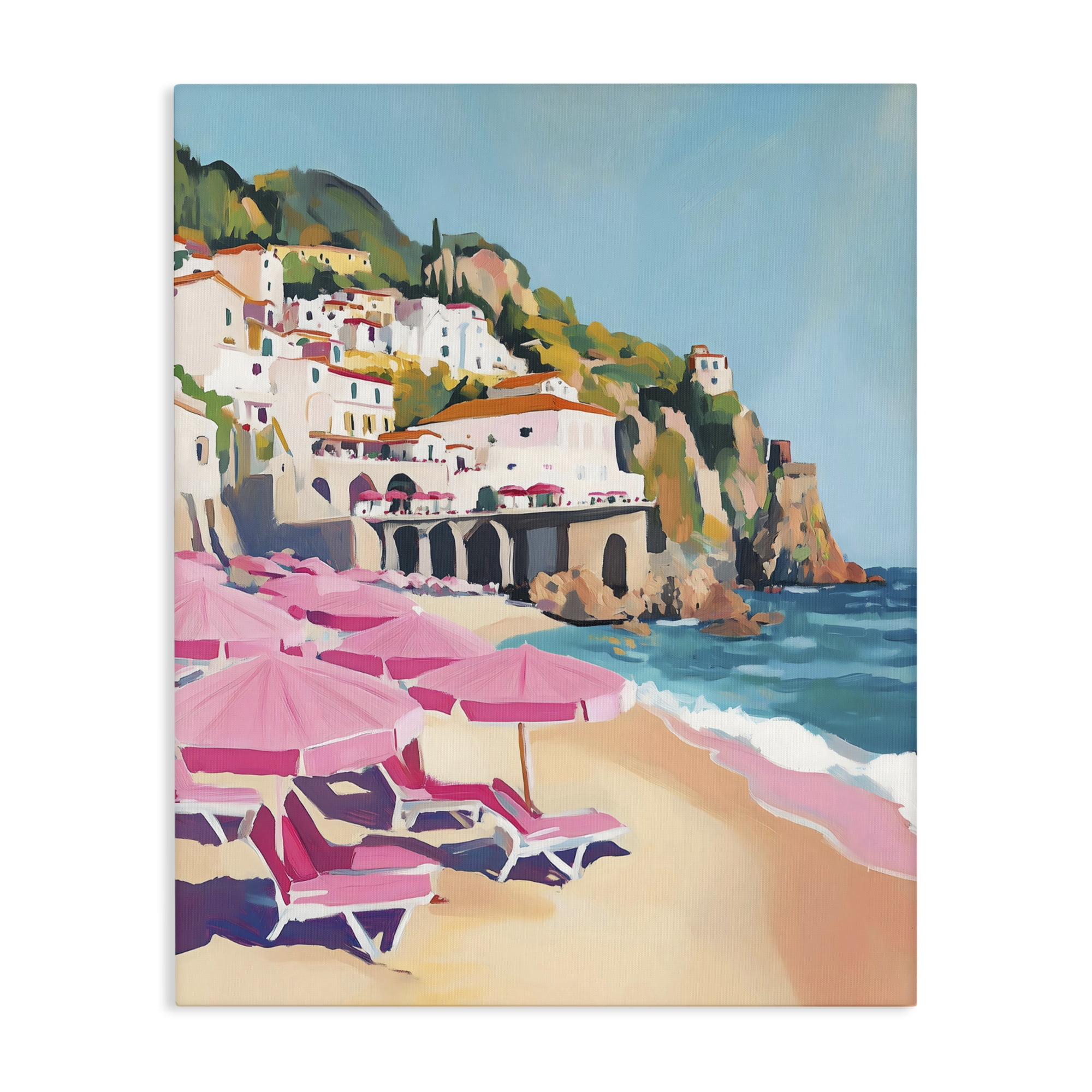 Stupell Industries Pink Beach Chairs on Shoreline Canvas Wall Art, design by The Prints Vibe