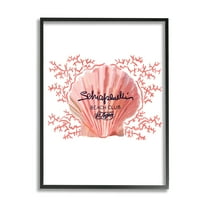 Stupell Industries Pink Beach Club Shell Animals & Insects Painting Black Framed Art Print Wall Art, 11 x 14