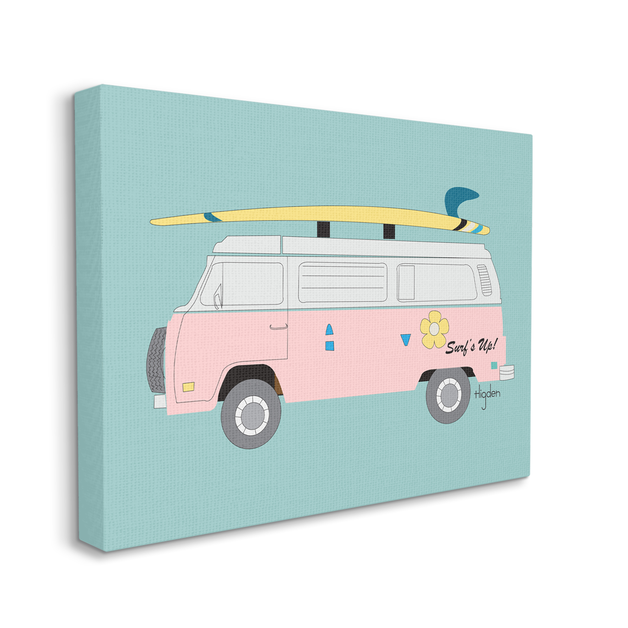 Stupell Industries Pink Beach Cruiser Van Summer Surf Illustration Canvas Wall Art by Mark Higden