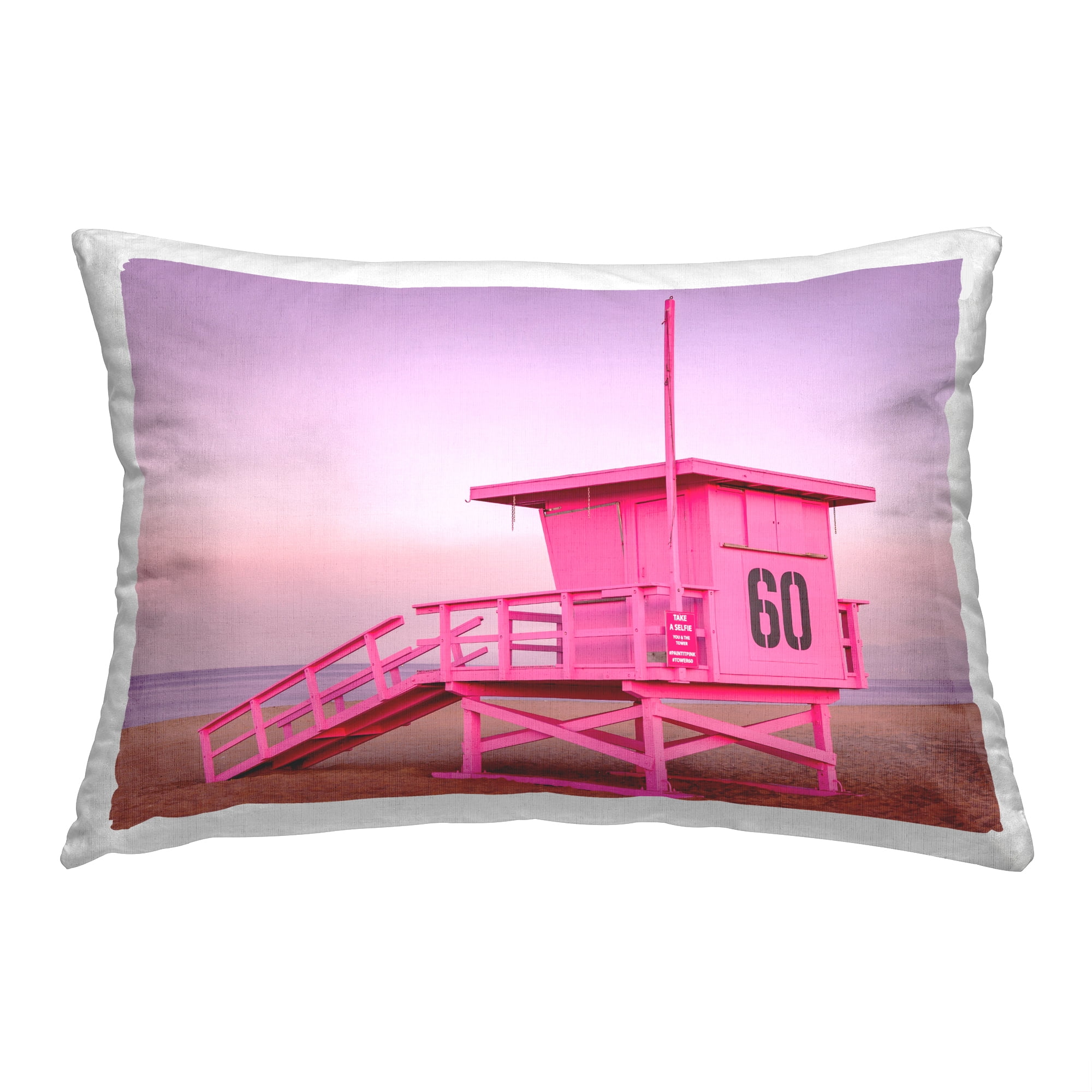 Stupell Industries Pink Beach Shack Decorative Printed Throw Pillow, 14 x 20