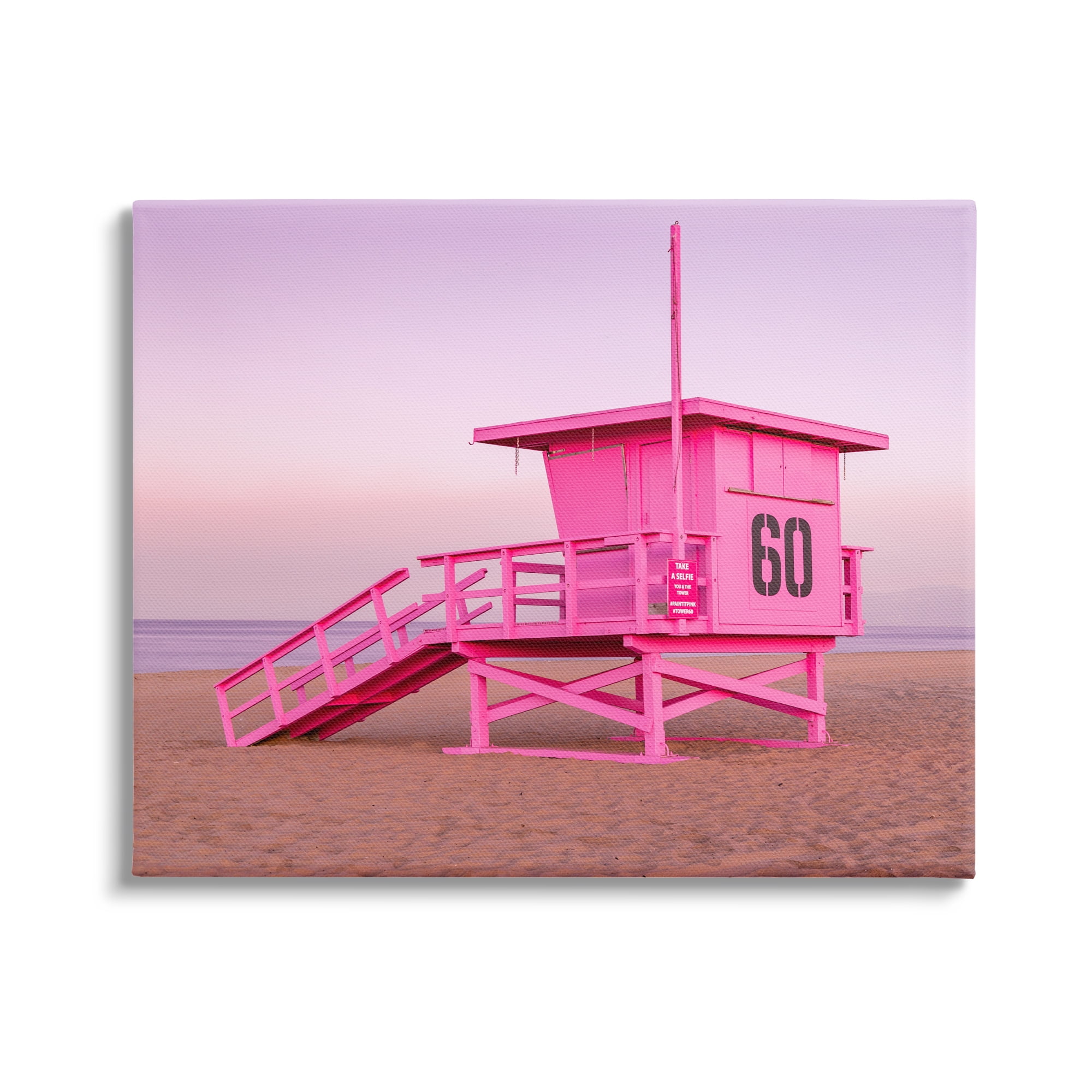 Stupell Industries Pink Beach Shack Photography Purple Sky Coast Photograph Gallery Wrapped Canvas Print Wall Art, Design by Jeff Poe Photography