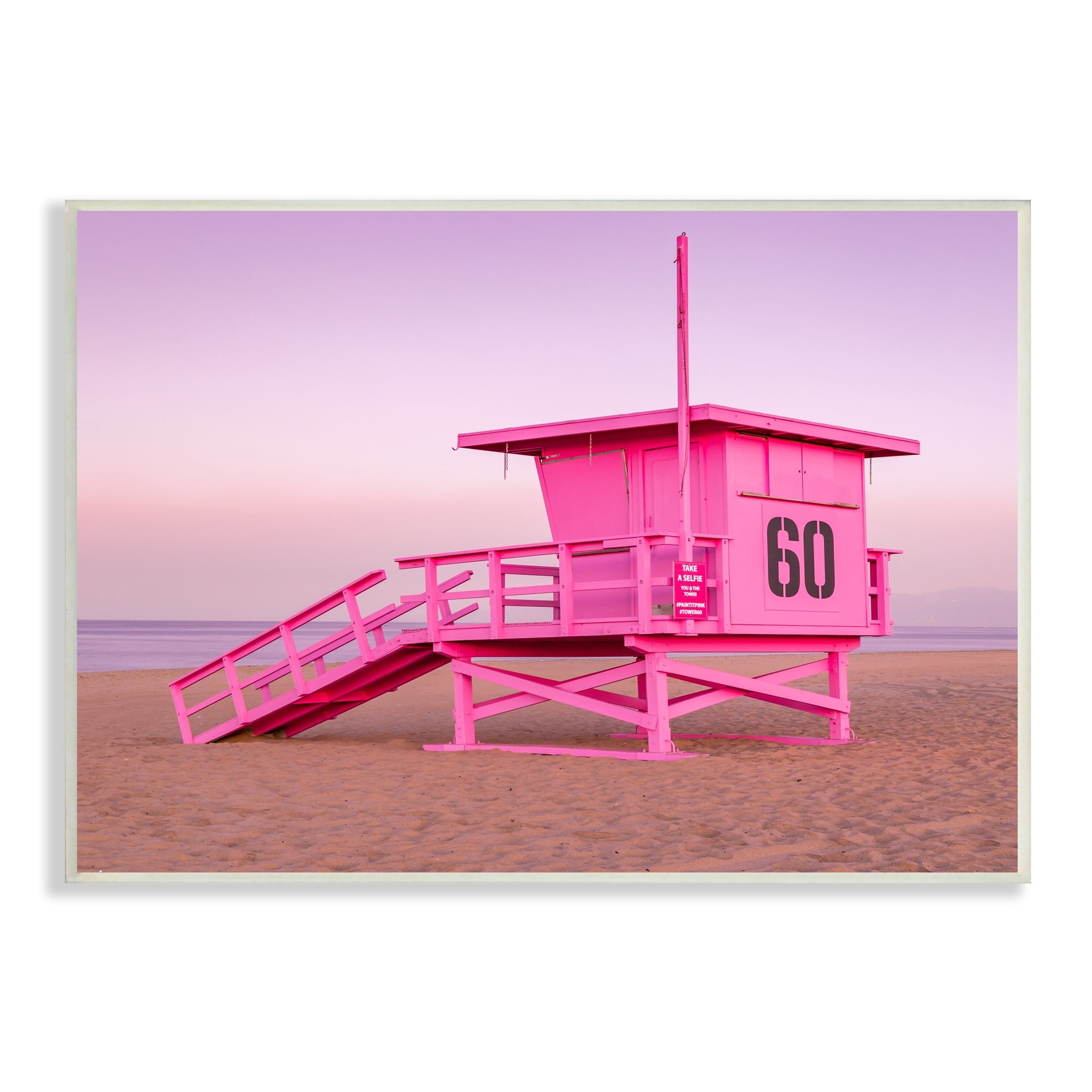 Stupell Industries Pink Beach Shack Photography Purple Sky Coast ...