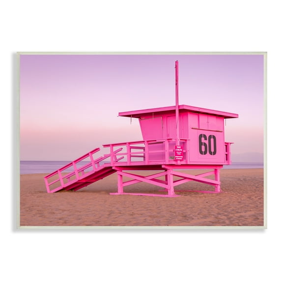 Stupell Industries Pink Beach Shack Photography Purple Sky Coast Photograph Unframed Art Print Wall Art, Design by Jeff Poe Photography