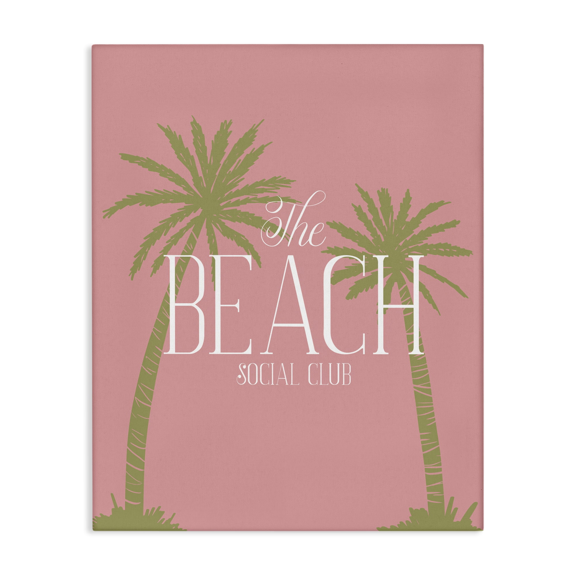 Stupell Industries Pink Beach Social Club Text & Numbers Painting Wrapped Canvas Art Print Wall Art, 24 x 30