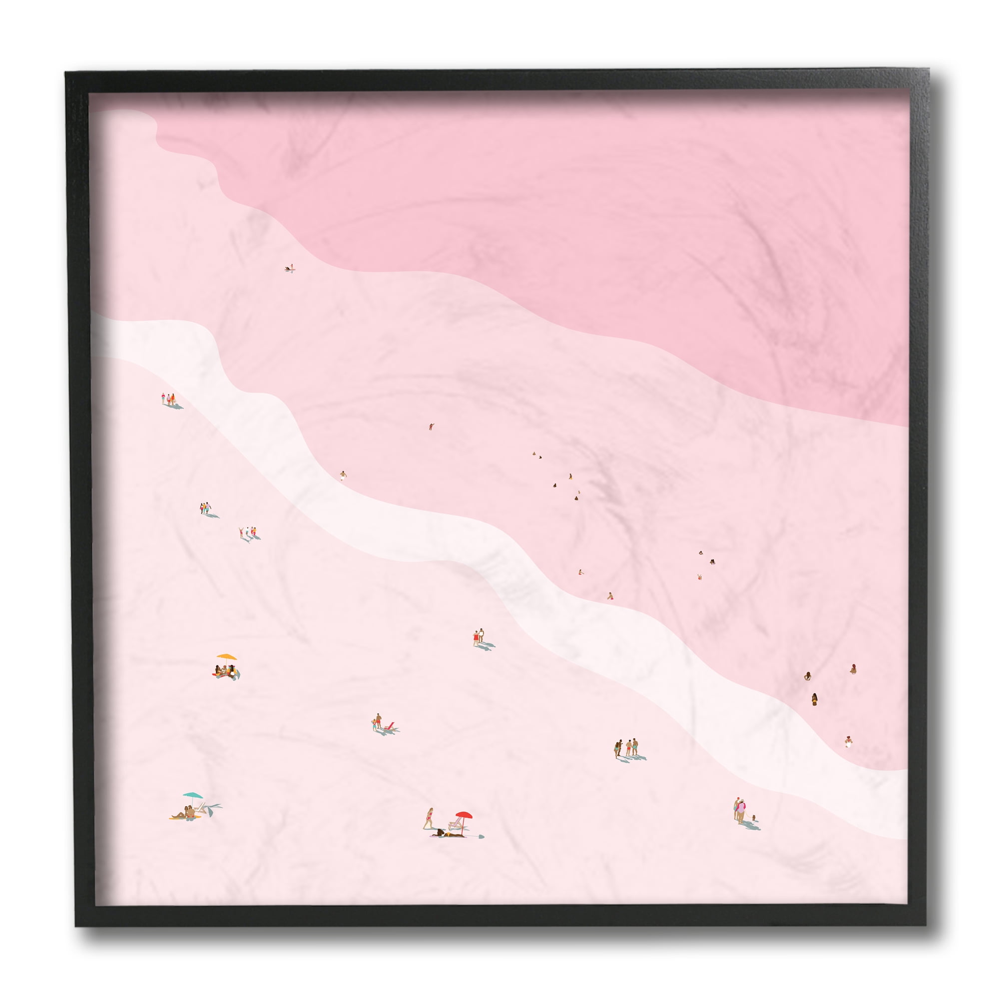 Stupell Industries Pink Beach Wave Coast Line Nautical Glam Black Framed, 12 x 12, Design by Victoria Kukla