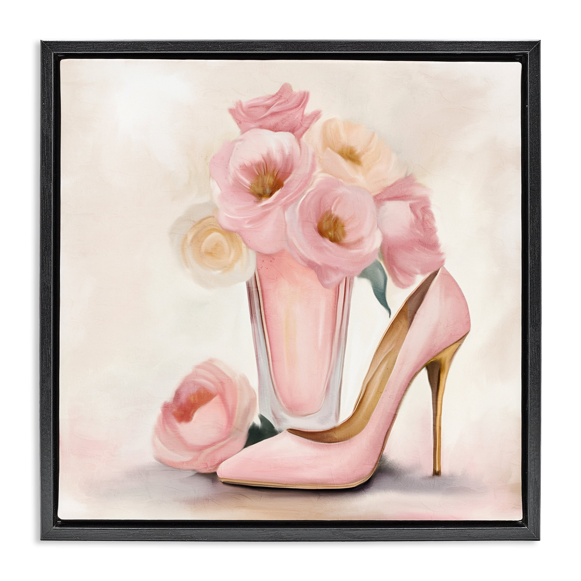 Stupell Industries Pink Beauty Bouquet Black Framed Floater Canvas Wall Art, design by Kim Allen
